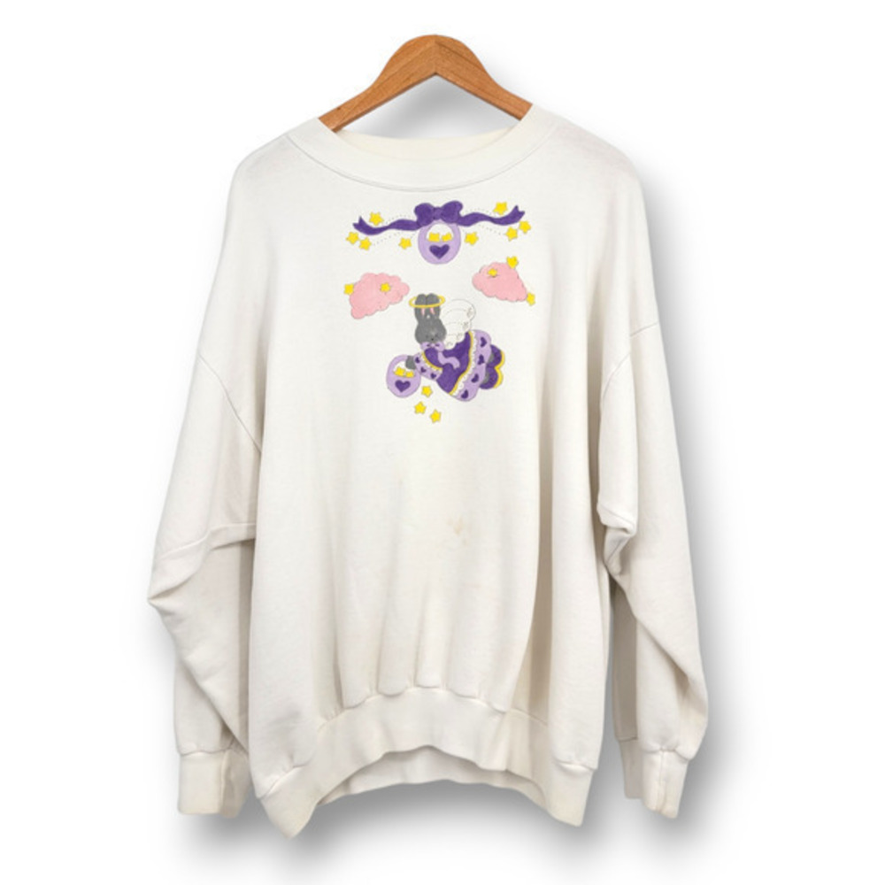 Vintage Sun Sportswear Women's‎ Angel Bunny Star Handmade Sweatshirt 2X